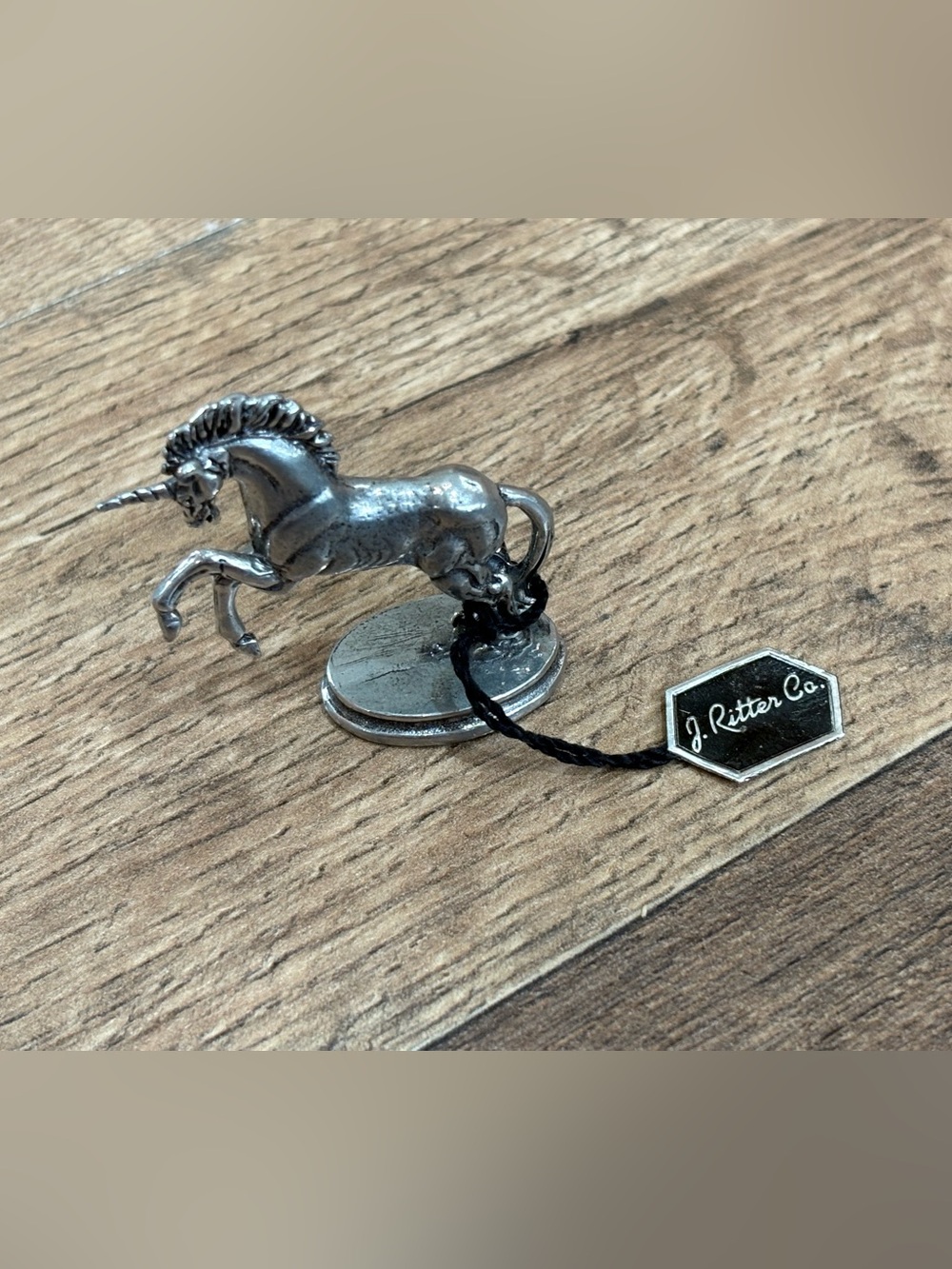 Source Unknown Silver Unicorn Figurine with J. Ritter Co. Tag